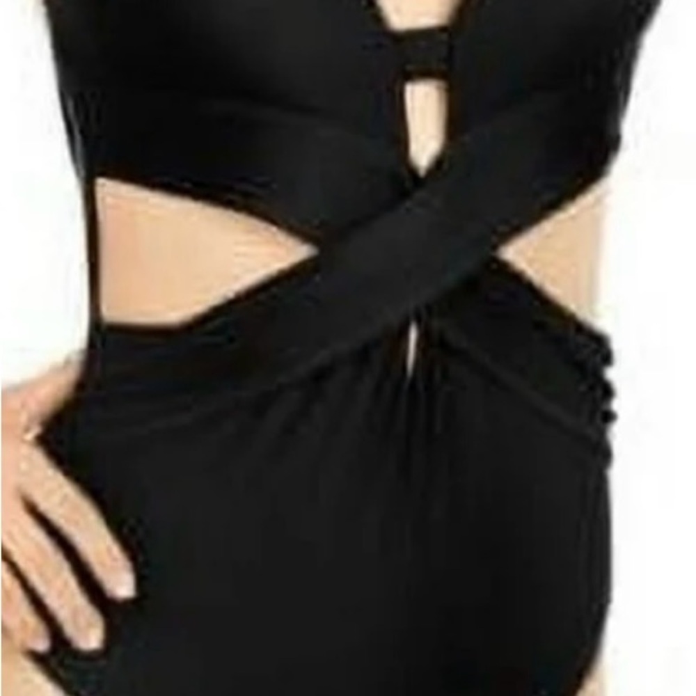 Bar III women’s black wrap-around one piece swimsuit size X-Large